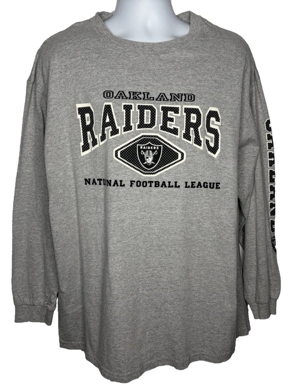 Vintage 90s/Y2K NFL Oakland Raiders T-shirt Size 2XL Heather Gray Long Sleeve